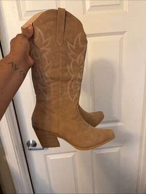 Classic Tan Western Knee-High Boot
